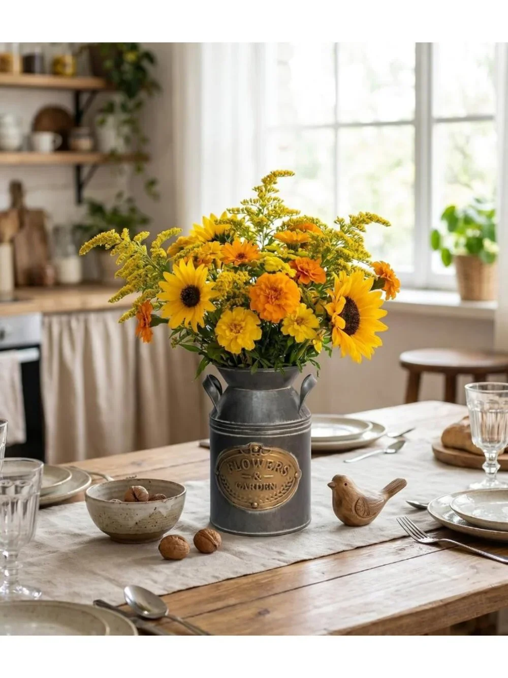 Vintage Galvanized Metal Milk Can - Farmhouse Flower Vase, Rustic Home Decor
